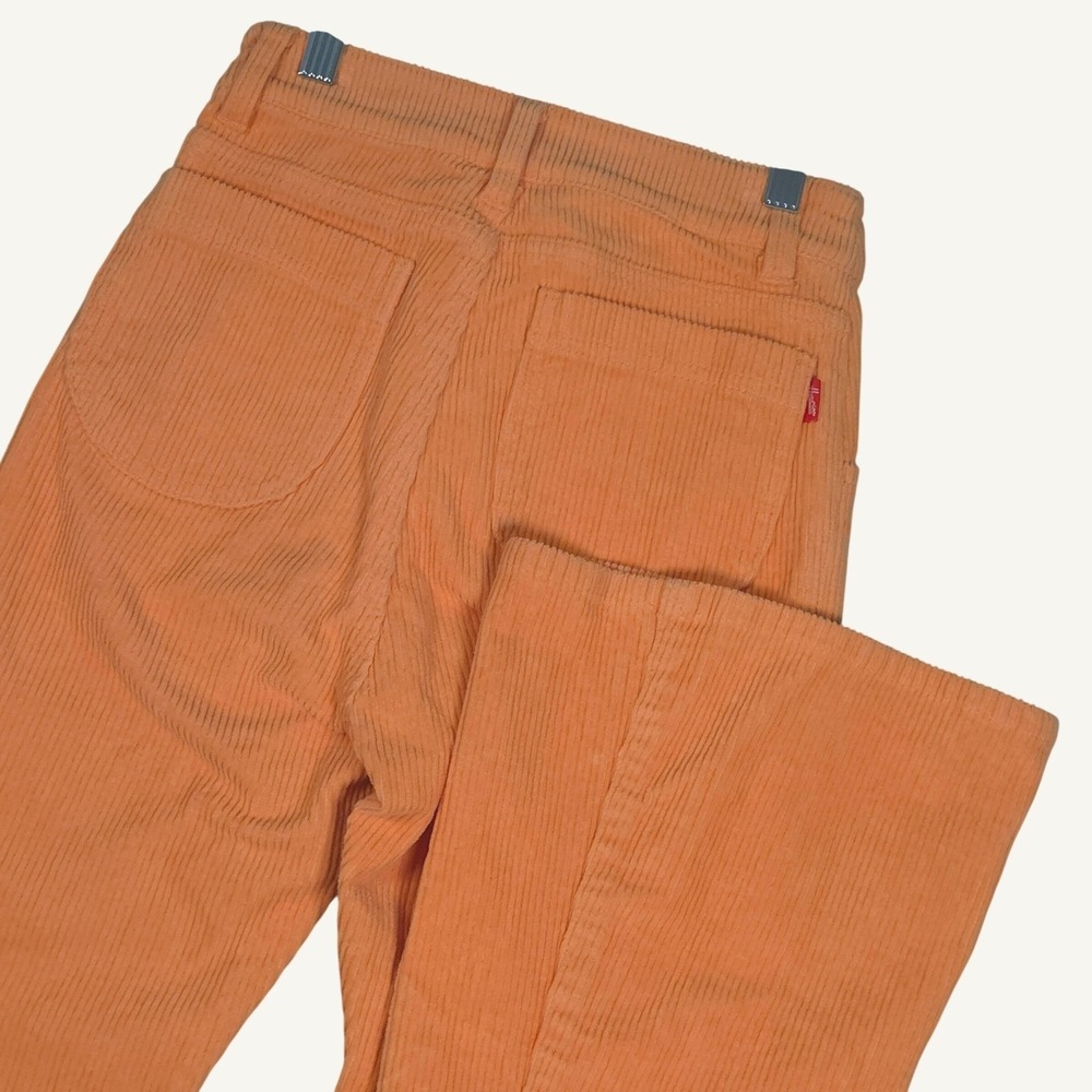 Hammies Women 24 Corduroy Bell Bottom Flare Pants Orange Retro High Rise